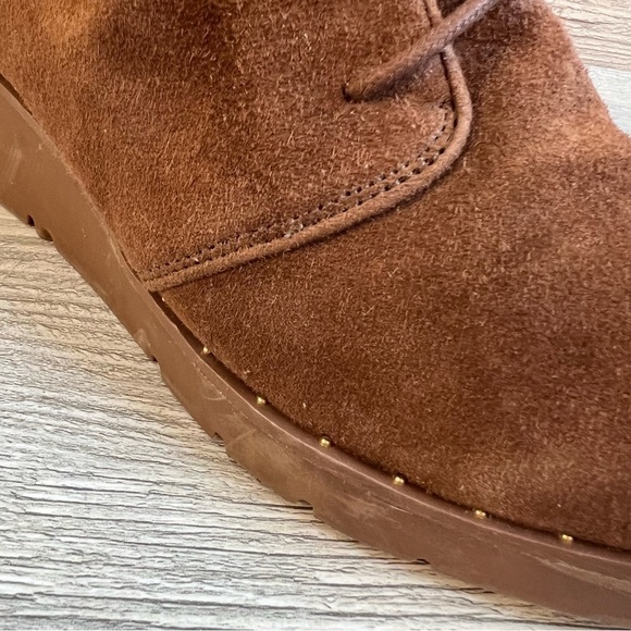 Steven Madden NC Bart chestnut brown leather wedge lace up ankle boots size 6.5 - Picture 3 of 16